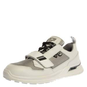 Prada White Leather Mechano Low Top Sneakers Size 45