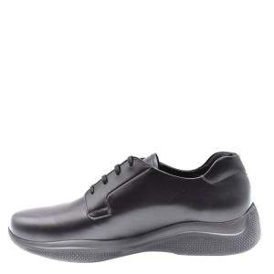 Prada Black Brushed Leather Toblach Sneakers Size EU 43