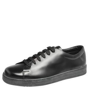 Prada Black Leather Low Top Sneakers Size 42.5