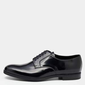 حذاء أوكسفورد برادا جلد أسود برباط مقاس 41.5