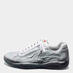 Cass x Prada White/Black Leather America's Cup "Att4ck" Sneakers Size 43.5
