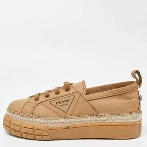 Prada Brown Canvas Low Top Sneakers Size 44