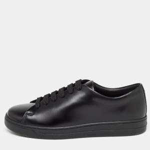 Prada Black Leather Lace Up Sneakers Size 39.5