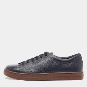 Prada Navy Blue Leather Low Top Sneakers Size 42