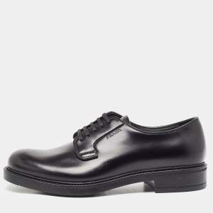 Prada Black Leather Lace Up Oxfords Size 40