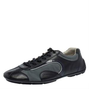 Pre Owned Prada Sport Navy Blue Leather and Nylon Lace Up Sneakers Size 42
