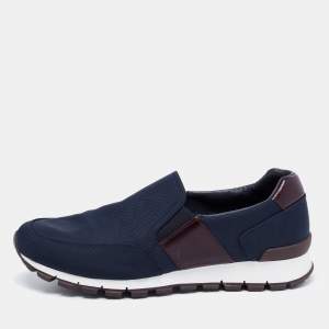 Pre Owned Prada Sport Navy Blue Fabric Slip On Sneakers Size 42.5 