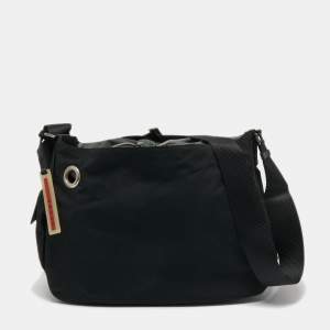 Prada Sport Black Nylon Drawstring Messenger Bag