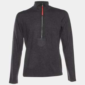 Prada Sport Dark Grey Wool Zip Up Jumper L