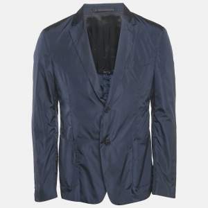 Prada Sport Navy Blue Re-Nylon Single Breasted Blazer L
