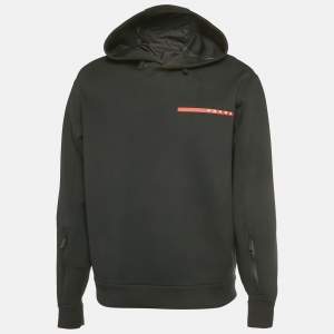 مملوكة مسبقًا هودي برادا سبورت أسود قماش مزدوج كبير جدًا