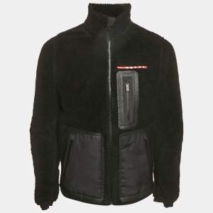 مملوكة مسبقًا معطف برادا سبورت صوف تقني معاد تدويره أسود مقاس صغير