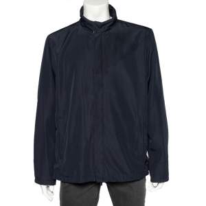 Prada Sport Navy Blue Synthetic Zip Front Jacket L