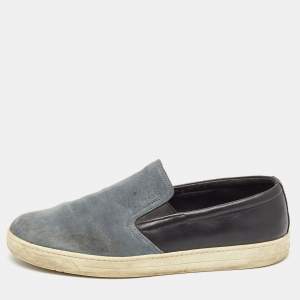 Prada Sport Black/Blue Suede and Leather Slip On Sneakers Size 43