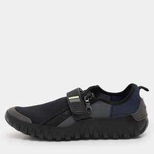 Prada Sport Grey/Blue Neoprene and Rubber Low Top Sneakers Size 44