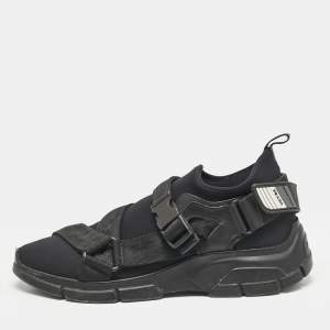 Prada Sport Black Neoprene and Canvas Low Top Sneakers Size 41