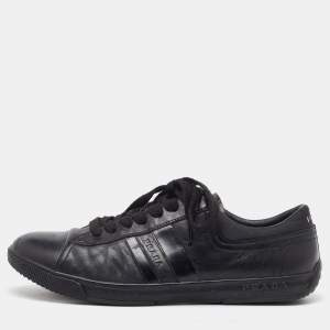 Pre Owned Prada Sport Black Leather Low Top Sneakers Size 42