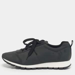 Pre Owned Prada Sport Grey/Black Canvas  Trainer Lace Up Sneakers Size 43