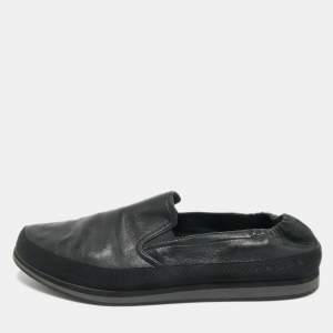 Pre Owned Prada Sports Black Leather Scrunch Slip On Sneakers Size 46
