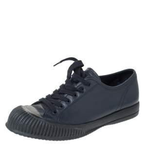 Pre Owned Prada Sport Black Leather Low Top Lace Up Sneakers Size 41.5