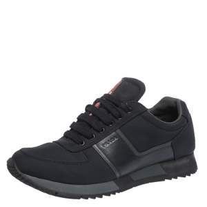 Pre Owned Prada Sport Dark Blue Canvas and Leather Sneakers Size 43.5