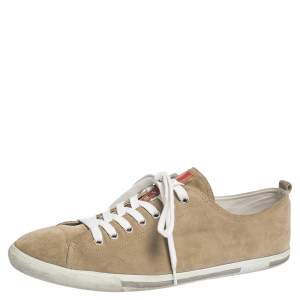 Pre Owned Prada Sport Beige Suede Low Top Sneakers Size 46