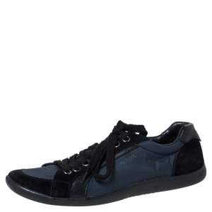 Prada Sport Blue Suede and Nylon Low Top Sneakers Size 42