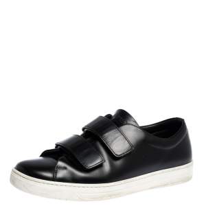 Prada Sport Black Leather Velcro Strap Low Top Sneakers Size 41.5