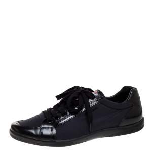 Pre Owned Prada Sport Black Nylon Fabric And Leather Low Top Sneakers Size 41.5