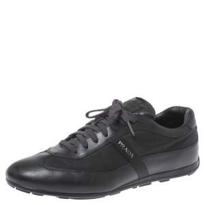 Pre Owned Prada Sport Black Leather and Nylon Trainers Sneakers Size 43.5
