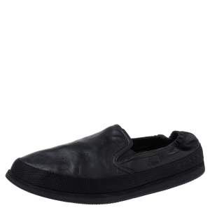 Prada Sports Black Leather Scrunch Slip On Sneakers Size 42