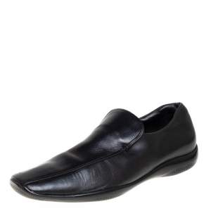 Prada Sports Black Leather Slip On Loafers Size 43