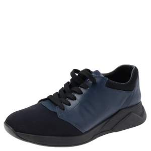 Pre Owned Prada Sport Navy Blue Leather And Neoprene Low Top Sneakers Size 43 
