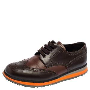 Prada Sport Brown Brogue Leather Sneakers Size 42.5
