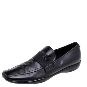 Prada Sport Black Leather Slip On Loafers Size 43.5