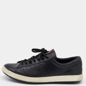 Pre Owned Prada Sport Black Leather Low Top Sneakers Size 42