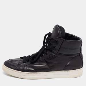 Pre Owned Prada Sport Black Leather High Top Sneakers Size 39