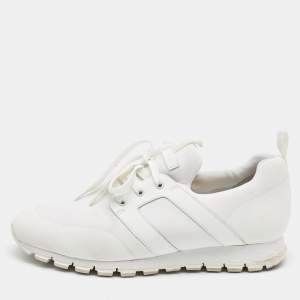 Pre Owned Prada Sport White Leather and Nylon Low Top Sneakers Size 43.5