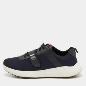 Prada Sport Blue/Black Canvas and Leather Sneakers Size 42