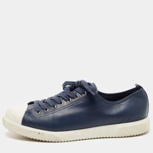 Pre Owned Prada Sport Navy Blue Leather Low Top Sneakers Size 41