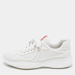 Prada Sport White Leather Low Top Sneakers Size 42.5