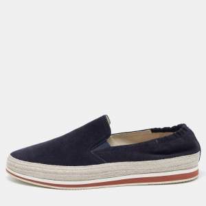Prada Sport Navy Blue Suede Espadrille Sneakers Size 42.5
