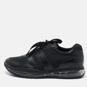 Prada Sport Black Leather and Mesh Low Top Sneakers Size 45