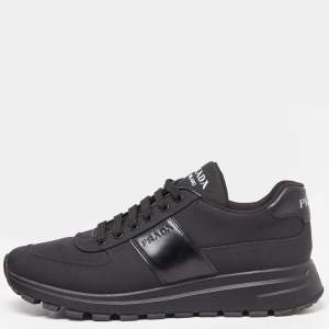 Pre Owned Prada Sport Black Canvas and Leather Low-Top Sneakers Size 43