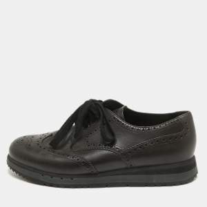 Pre Owned Prada Sport Brown Brogue Leather Derby Sneakers Size 43