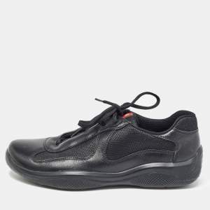 Prada Sport Black Mesh and Leather Low Top Sneakers Size 40
