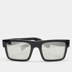 Prada Black/Silver Mirrored SPR 19W Squared Sunglasses