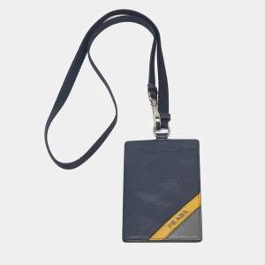 Prada Multicolor Saffiano Stripe Leather Badge Holder