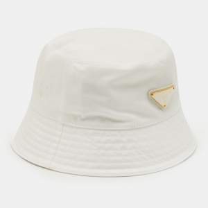 Pre Owned Prada White Re-Nylon Bucket Hat S