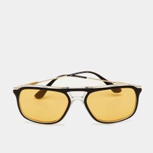 Pre Owned Prada Yellow/Black SPR 06V Frame Square Sunglasses